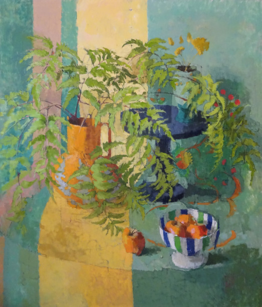 Fern With Striped Bowl