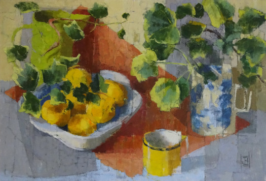 still life with yellow cup